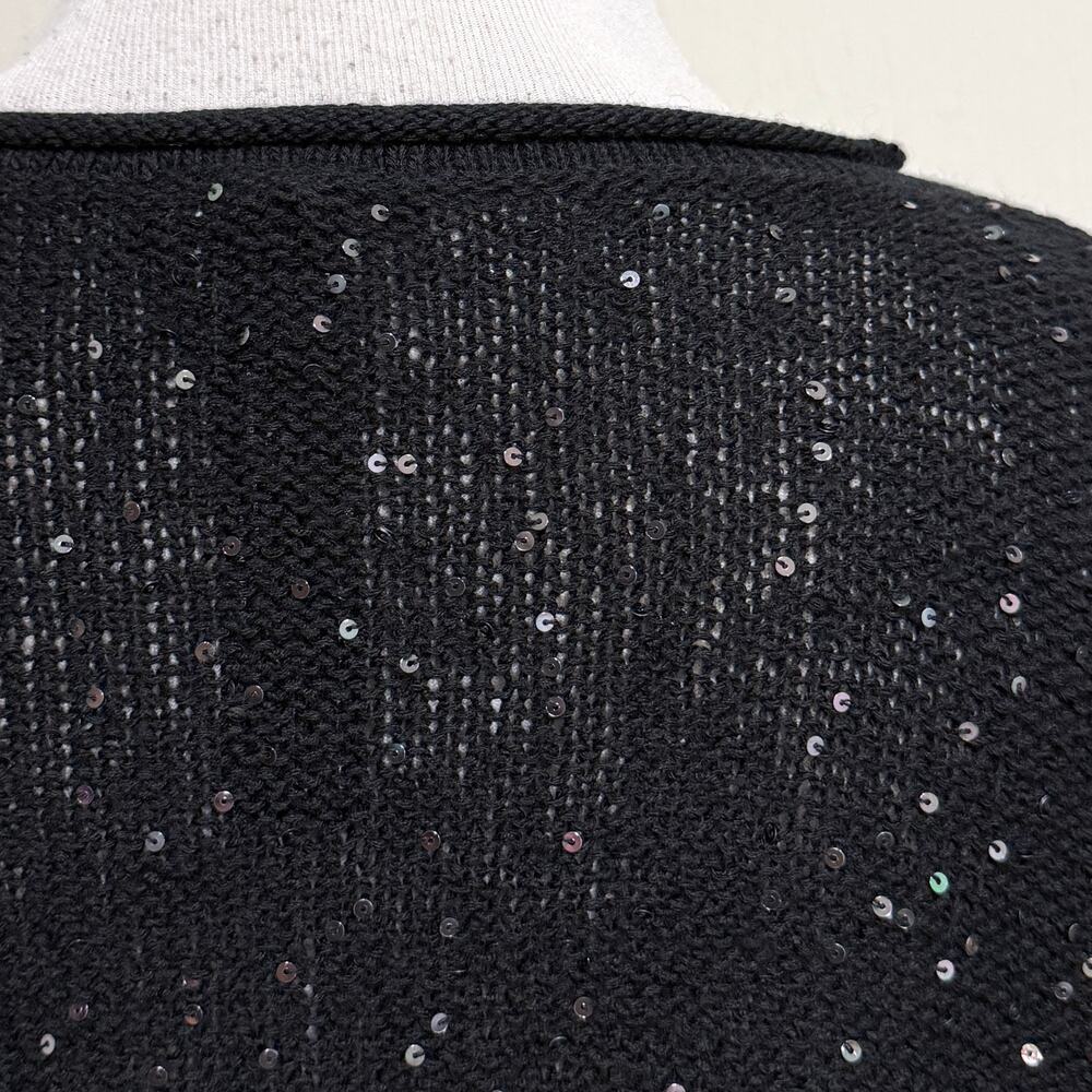 Eileen Fisher Oversized Knit Merino Wool Blouse S/M Black Sequin Holiday Party - Picture 11 of 12